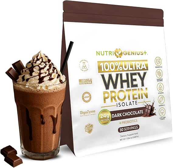 All-in-One Nutrition Whey Protein Isolate with Probiotics, Digestive Enzime, Vitamins and Minerals, Chocolate, 30 Servings, Gluten Free, Keto Friendly, No Sugar