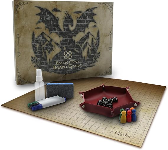 DOJA Barcelona | Dungeon Battle Mat for RPG | Double-Sided Grid Game Map | 68x58cm Roleplay Board DND Battlemap | Double Side Dry Erase Mat Tabletop Dungeons Dragons, Pathfinder, Roleplay DOJA