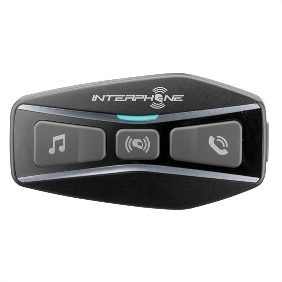 Interphone UCOM4 - Motorcycle Bluetooth Communication - 4 Riders up to 1.6 Km Range - Battery 15Hr - Helmets Headset Compatible TFT and GPS - DSP and Noise Control - Waterproof IP67 - Single Pack