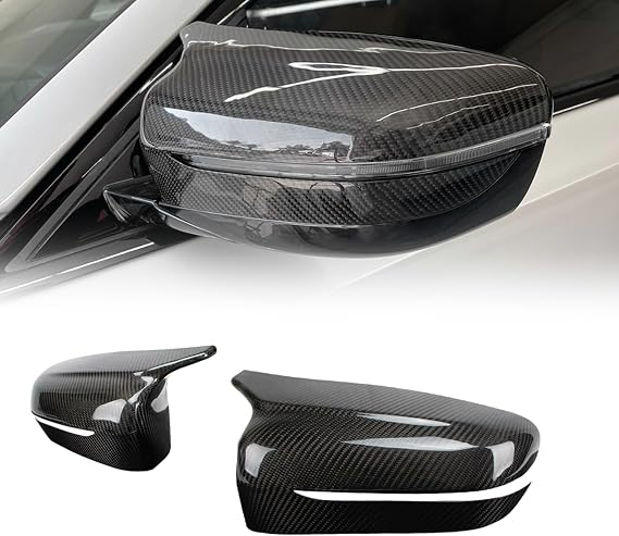 AeroBon Real Carbon Fiber Side Mirror Caps Compatible with 2017-2023 BMW 5-Series G30 Sedan Mirror Caps (Overlay Style)