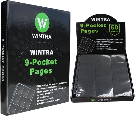Superior 9-Pocket Double-Sided Trading Card Pages, 900 Pockets Side-Loading Card Binder Sleeves,Card Protector Sheets for Various Trading and Sports Cards