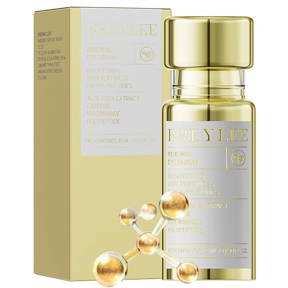BREYLEE Renewal Eye Serum with Coffine Niacinamide Polypeptide, Eye Care for Puffy Eye Bags Fine Lines Dark Circles Wrinkles, Anti-Puffiness & Fading Fine Lines