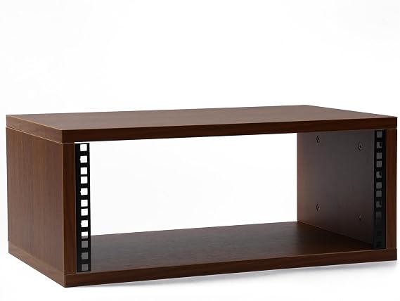 Desktop Studio Rack 2U/3U/4U Shallow Wooden Stand for Many 19-Inch Rack-Style Audio Devices, Tabletop Mount, Natural or Walnut (Walnut Finish, 4U)
