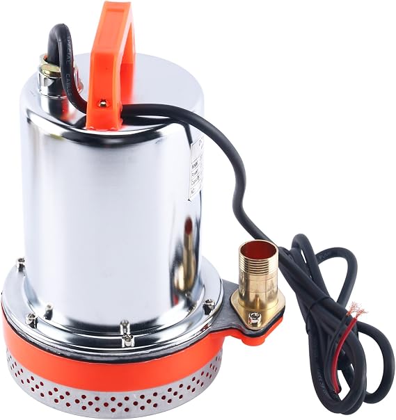 Amarine Made DC 12V Farm & Ranch Solar Water Pump Submersible Well booster Pump 26ft Lift Deep Well Pump(Orange)