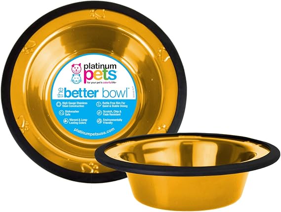 Platinum Pets Switchin Stainless Steel Cat/Dog Bowl, 24 Karat Gold, X-Small