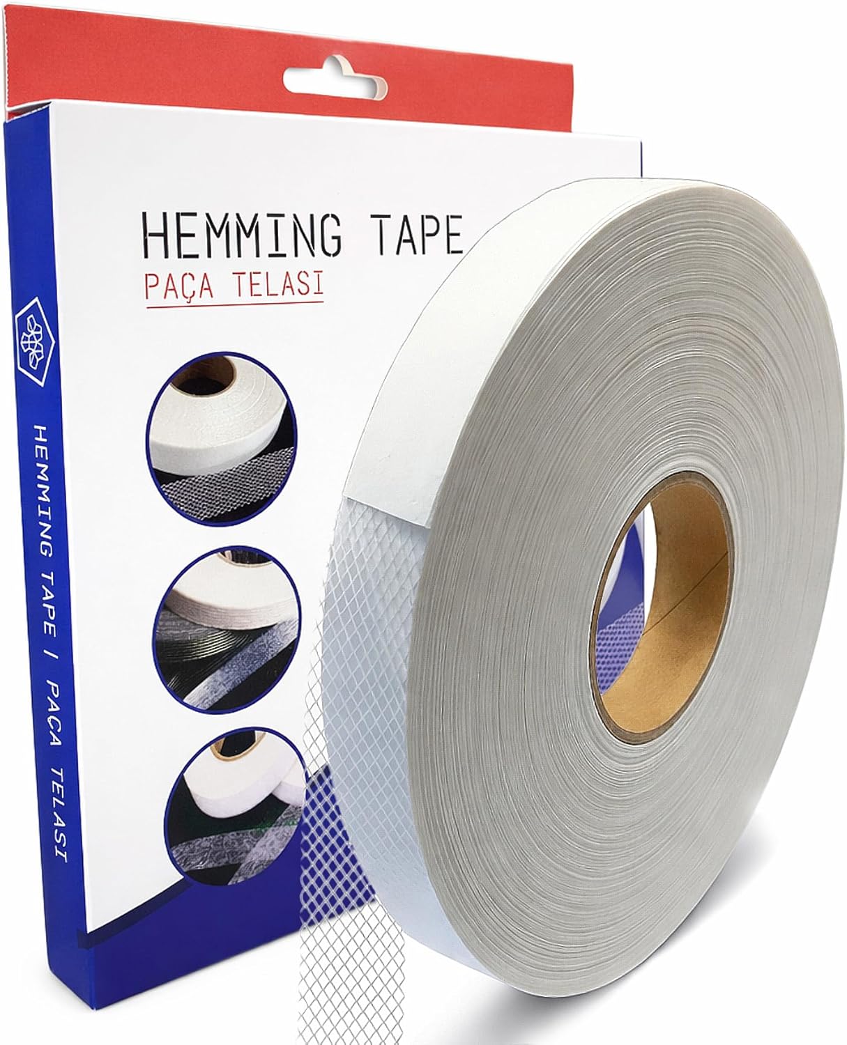 Paça Telası 2 cm x 50 m - Çift Taraflı Yapışkan Tela - Şerit Tela - Ütü ile Yapıştırılan Tela - Dokumasız Uygulama - Amerikan Tela - Dikiş Nakış Telası Beyaz
