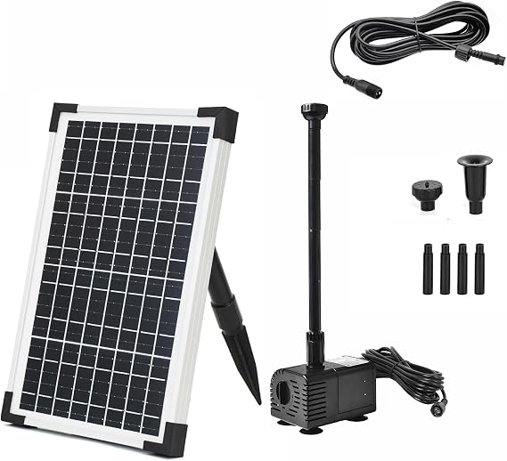 ECO-WORTHY Solar Fountain Water Pump Kit 13 W, 216 GPH Submersible Powered Pump and 13 Watt Solar Panel for Sun Powered Fountain, Fish Pond, Pond Aeration, Hydroponics, Garden Decoration, Aquaculture