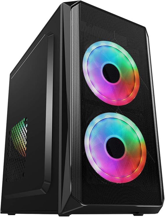 Computer Case ATX Mid Tower PC - Front USB Port - Quick-Release SPCC Steel Side Panel - Cable Management System - Black
