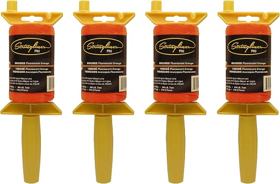 25159 Pro Masons Line Reels 1/4 Lb. 250. Stringliner PRO Braided FL Orange 250'. (4 Pack)