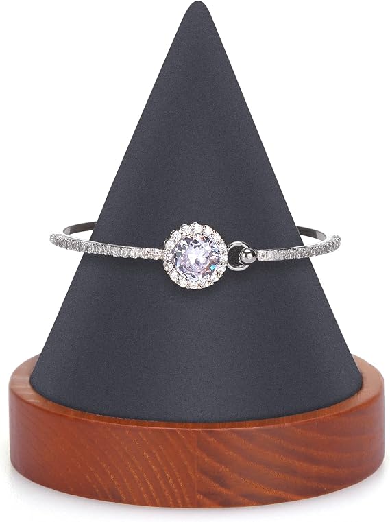 Wooden Conical Bracelet Display Stand, Watch & Bangle Organizer Rack-Gray