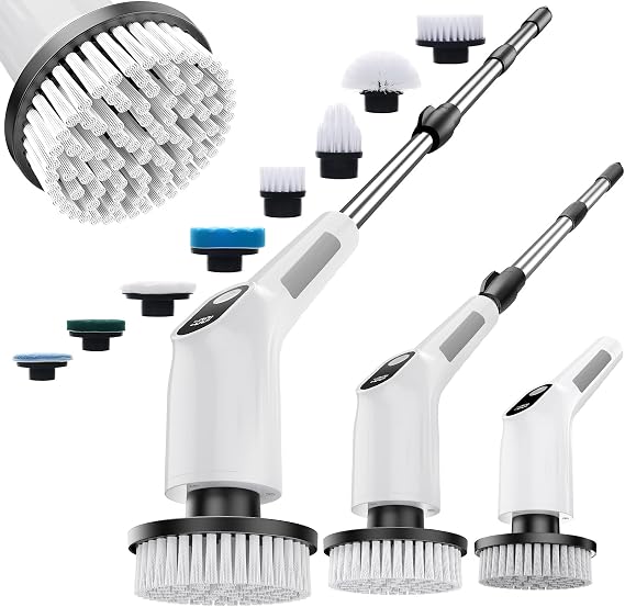 Cordless Electric Cleaning Brush, 8 in 1 Power Electric Spin Scrubber