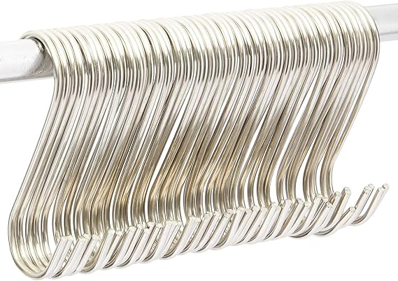 Juvale S-Shaped Hooks for Hanging - 3.9-Inch 50-Pack, Black Stainless Steel - Rust Resistant & Versatile for Hanging on Clothes Racks, Pots & Pans on Wire Racks
