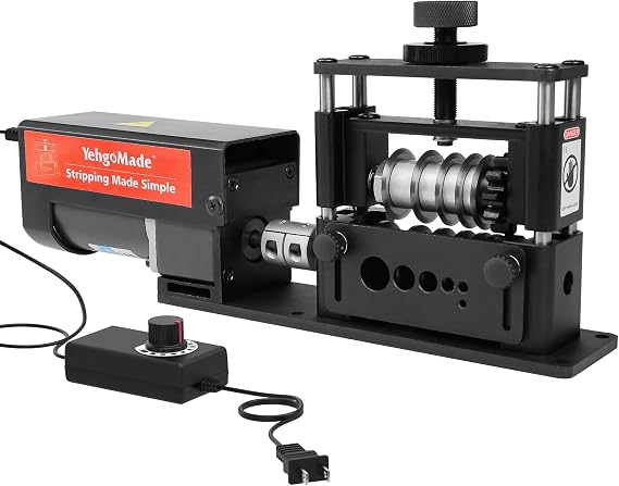 Automatic Wire Stripper Machine, 250 MCM14 AWG | 6 Channels & 5 Carbide Blades, Upgraded Motor, Electric Operation, Efficient Copper Recycling