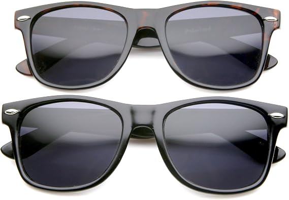 zeroUV - Classic Colored Mirror Lens Square Horn Rimmed Sunglasses for Men Women