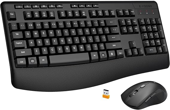 Wireless Keyboard and Mouse Combo,Soft Touch Quiet Keyboard Less Noise 90%