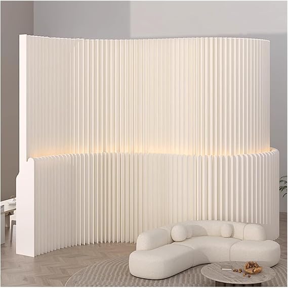 Room Dividers Folding Privacy Screen Room Divider with LED Light Strip, Portable Wall Partition for Space Separation, Room Separator for Living Room Bedroom Office(300~400cmx220cm)