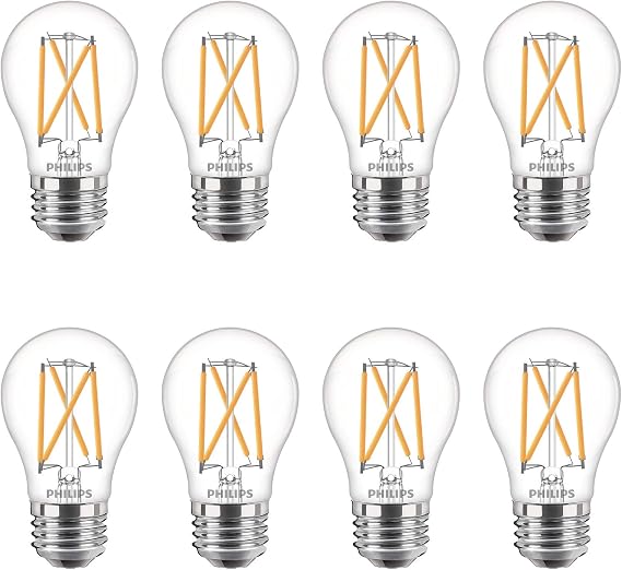 Flicker-Free A15 Light Bulb, EyeComfort Technology, Dimmable Warm Glow Effect, 350 Lumen, 2700-2200K, 3.8W=40W, E26, Title 20 Certified, 8-Pack,Soft White