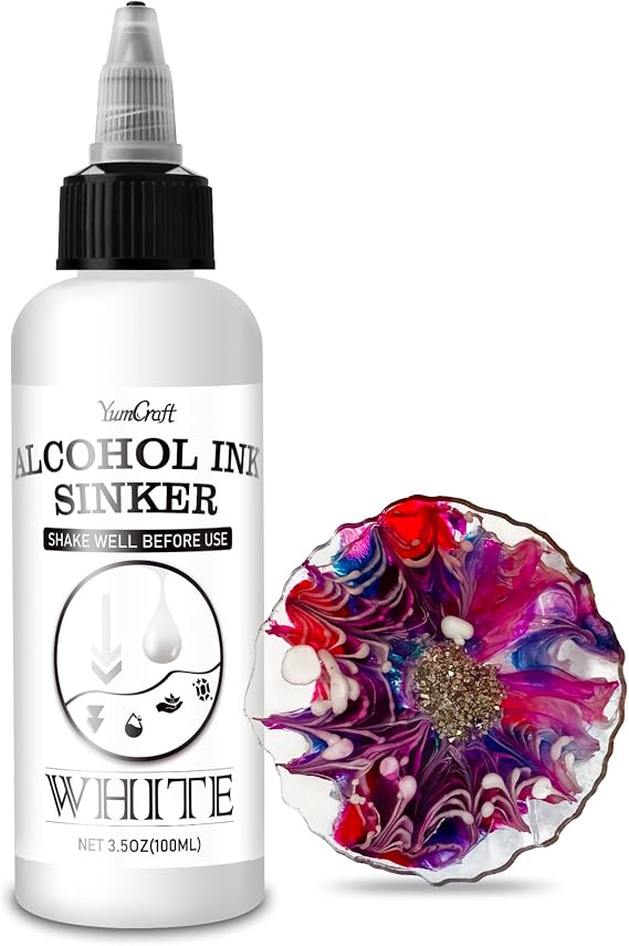 White Alcohol Ink for Epoxy Resin, 3.5oz Concentrated White Color Alcohol-Based Resin Ink for Resin Art, Tumblers, Resin Petri, Alcohol Paint Dye for Coaster, Painting, Yupo, Resin Art