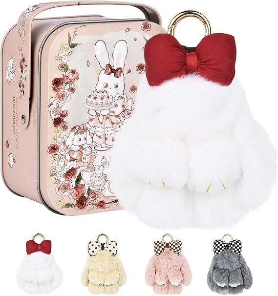 Bunny Keychain with Tin Box, Cute Keychain Gift, Soft Bunny Keychain Accessories for Women