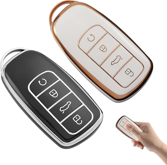 Car Key Cover,2 Pack Car Key Fob Cover - 360° Protective TPU car key cover,Compatible with Chery Tiggo 8/7/Pro, Omoda 5, Jaecoo 7, Etc(4 Buttons, Universal Fit)