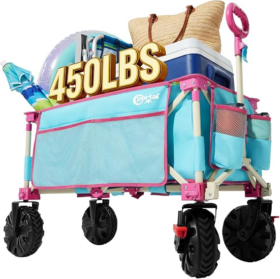 Portal Beach Wagon 450 lbs, Big Wheels Folding Heavy Duty, Camping Sports