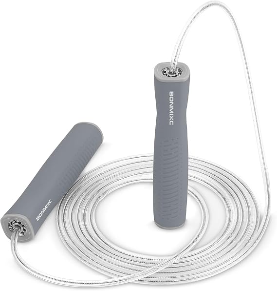 1-LB Weighted Skipping Rope Comfort Grips | Speed Jump Rope w Ball Bearings