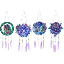 5D DIY Diamonds Painting Rotating Wind Chimes, PVC Dragonfly Design Wind Chimes Pendant with Chain Hanging Door Ornaments, Wall,Window or Garden Decor Gift