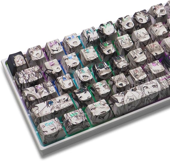 GMKWTL PBT Anime Keycaps - 108 Keys, XVX Japanese Custom Backlit Keycaps, OEM Profile for 61/87/104/108 Cherry Gateron MX Switches Mechanical Keyboard (Black Anime)