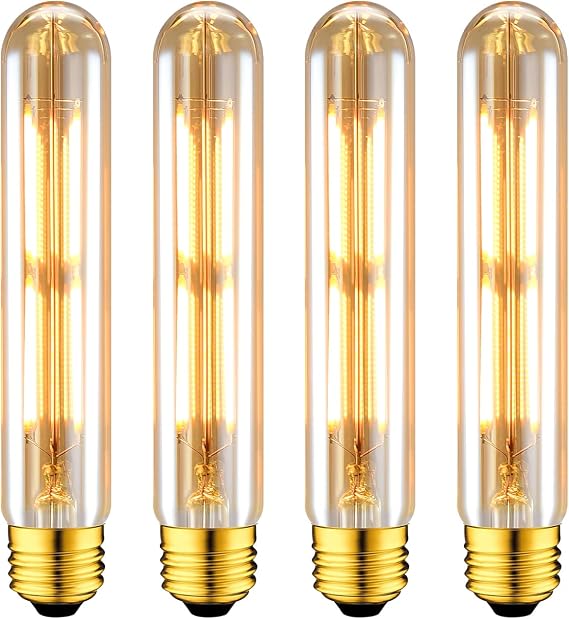 LVWIT Filament Bulbs E26 Base 720LM LED Edison Bulbs 6W 55W Equivalent T32 Brown Retro 2500K Light Bulb White 4 Pack