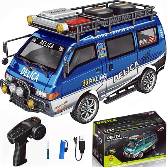 RC Car,1/24 Scale Station Wagon,2.4Ghz Remote Control Truck,2WD/4WD RC Crawler,Equipped with Cool LED Lights,Off Road Vehicle Model Suitable for Adults (2WD-Blue)