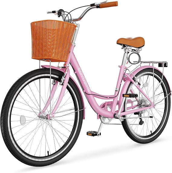 MOPHOTO Womens City Bike, Beach Cruiser Bicycle, Ladies Bike, 24/26 Inch