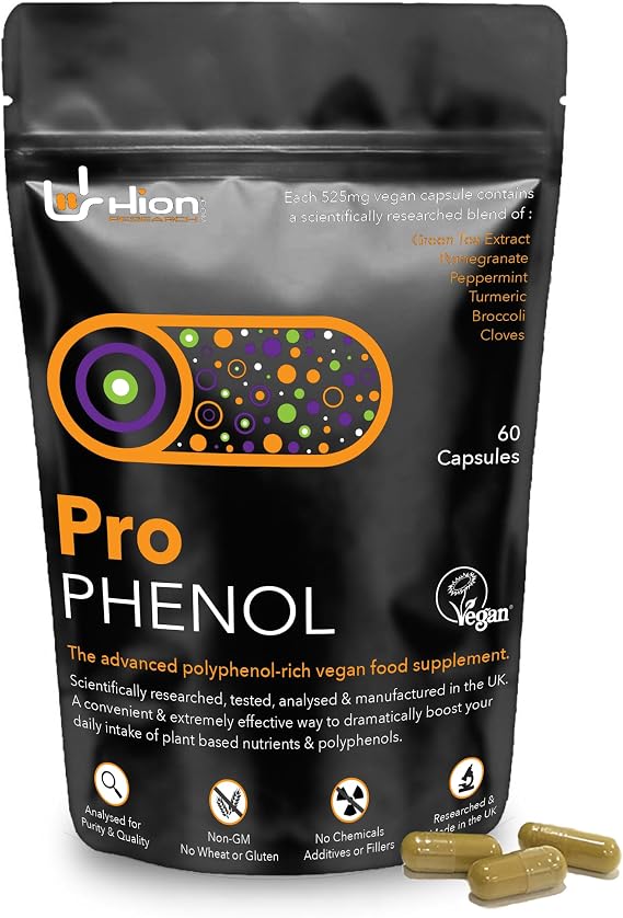 Hion Pro Phenol - 60 Capsules | 1 Month Supply | - The #1 Polyphenol, 100% Vegan Food Supplement