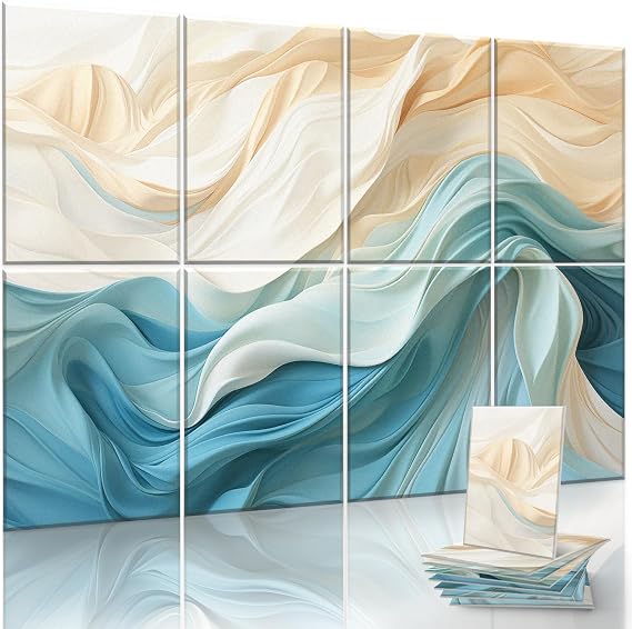 JaneTech 8-Pack Acoustical Wall Panels 48x32 Inches Art Acoustic Panels Decorative Sound Dampening Panels for Studios, Offices, Theaters, Adhesive Included