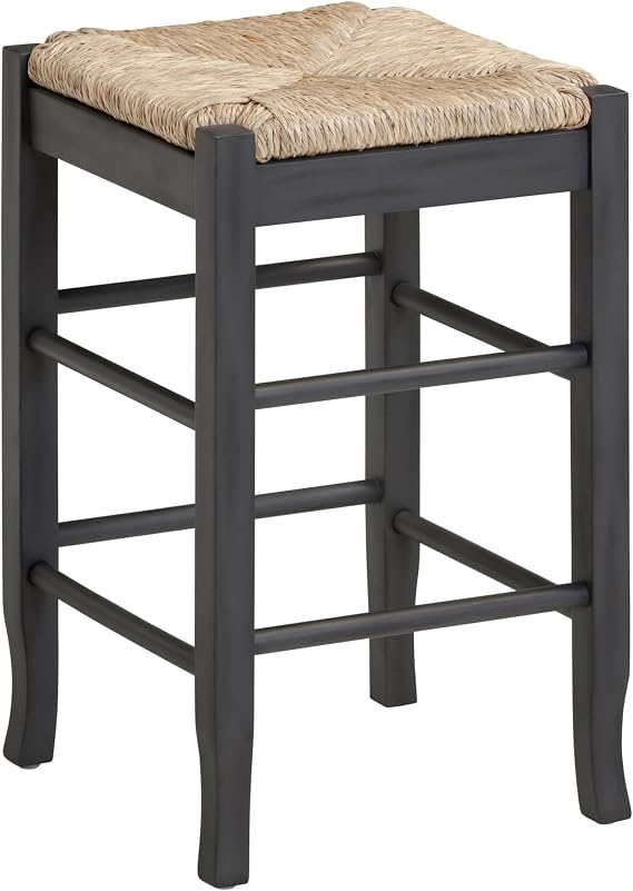 Boraam Square Rush Backless Counter Stool Charcoal Grey Finish