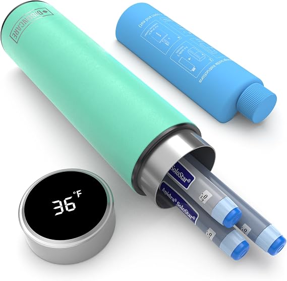 DISONCARE Odyssey Insulin & GLP-1 Cooler Travel Case 60H Digital Temp Cyan