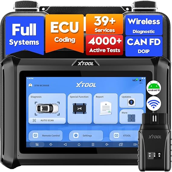 XTOOL D7W OBD2 Scanner Diagnostic Tool Wireless Bidirectional Scan Tool | Full System 39+ Resets AI-Assisted Car Scanner Upgrade of D7/D7S/D7BT ECU Coding PMI, 3-Yr Update, 4000+ Active Test, FCA SGW