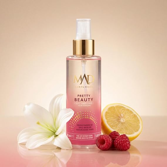 Mad Pretty Beauty Saç Parfümü 160 ml – Limon, Zambak ve Frambuaz ile Enerjik, Kadınsı ve Kalıcı