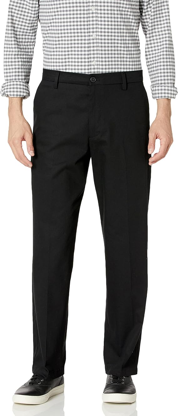 Haggar Men's Performance Micro Stria Straight Fit Plain Front Pant