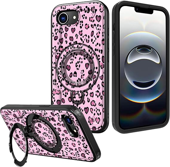 for iPhone 16e Case with Hidden Stand Military Drop Protection, Compatible with MagSafe, Heavy Duty Shockproof Phone Cover for iPhone 16e 2025