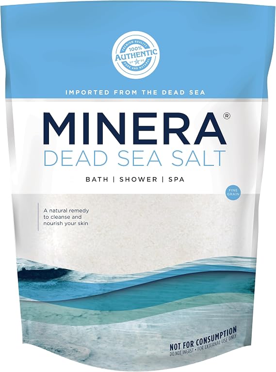Minera Fine Grain Dead Sea Salt for Bath & Soaking 2 lbs, Fast-Dissolving, 100% Pure & Natural, Unscented, Skin-Nourishing Sea Salt