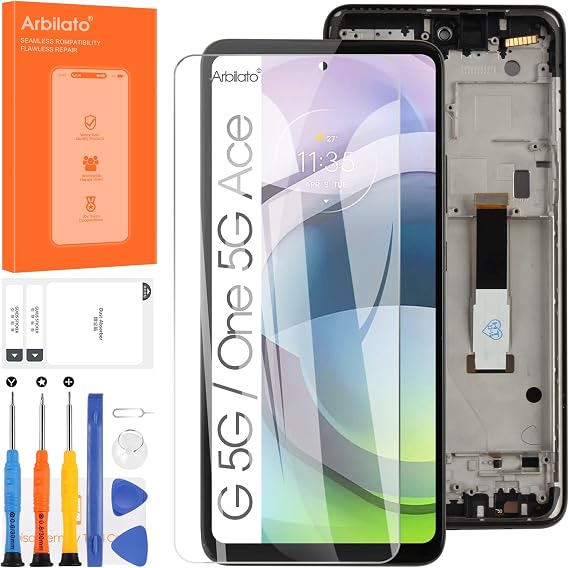 Screen for Motorola Moto One 5G Ace Screen Replacement for Moto One 5G UW ACE LCD Screen XT2113-2,XT2113-5 Touch Display Digitizer Assembly Repair Parts with Frame (Black)