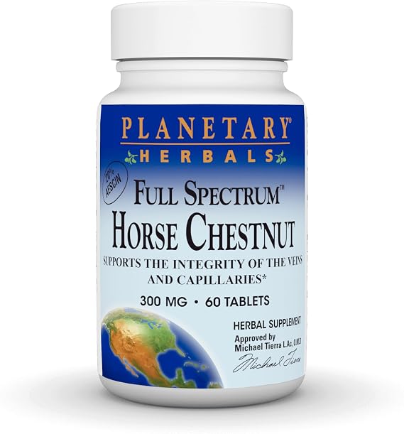 Planetary Herbals Full Spectrum Horse Chestnut, 500 mg - 60 Tablets | Supports The Integrity of The Veins and Capillaries