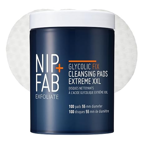 Nip + Fab Glycolic Fix Night Pads Extreme XXL (Pack of 100) - Exfoliating Pads with 5% Glycolic Acid & Salicylic Acid - AHA/BHA Peeling for Skin Renewal for Impurities & Structure