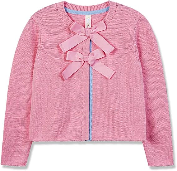 Benito & Benita Girls Cardigan Button Up with Bow Toddler Sweater Cardigan Cotton Kids Dance Shawl Bolero Shrug Long Sleeve
