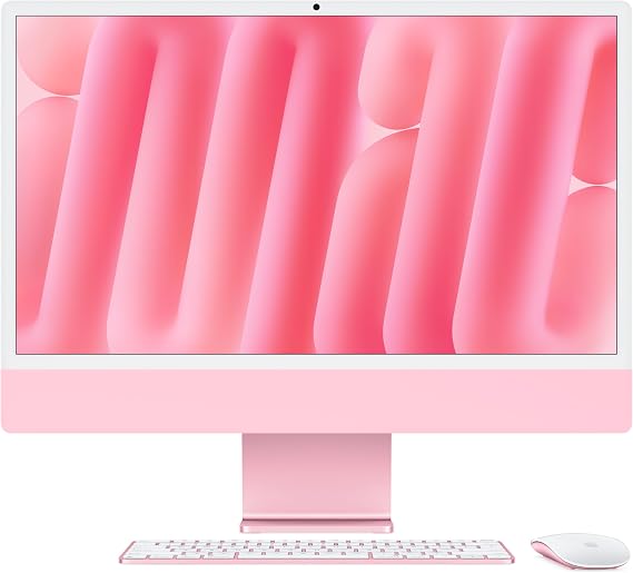 Apple iMac All-in-One Desktop Computer with M4 chip with 10-core CPU and 10-core GPU: Built for Apple Intelligence, 24-inch Retina Display, 16GB Unified Memory, 256GB SSD storage; Pink