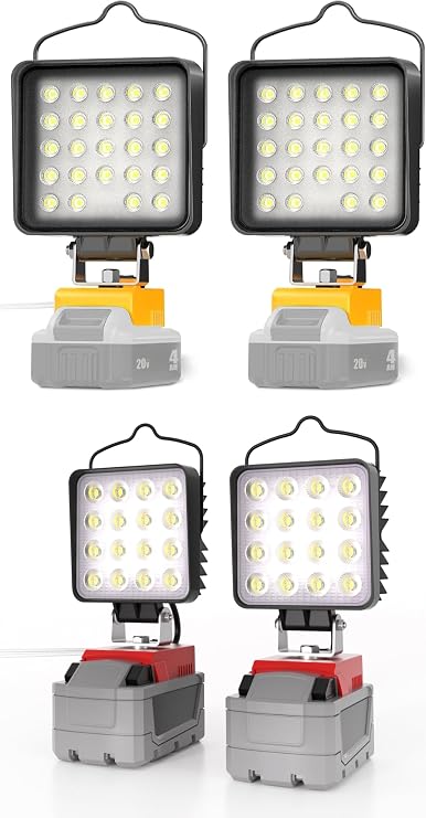 LANKA Bundle to Save -2 Pcs 90W LED Work Light for Dewalt 20v Max Battery + 2 Pcs 90W Cordless LED Work Light for Milwaukee m18 18v Battery,Light Up Your Life
