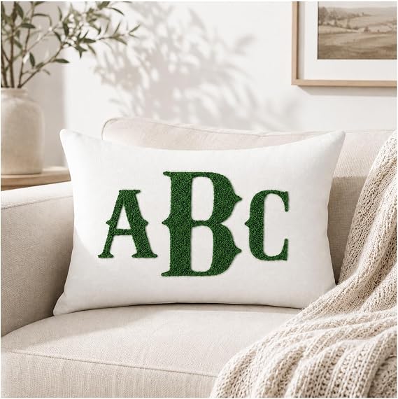 Personalized Embroidered Monogram Pillow, Custom Name Lumbar Pillow Cover Gift for Girls Couples Women, Customized Initial Throw Pillows with Names Decoration for Couch Bed