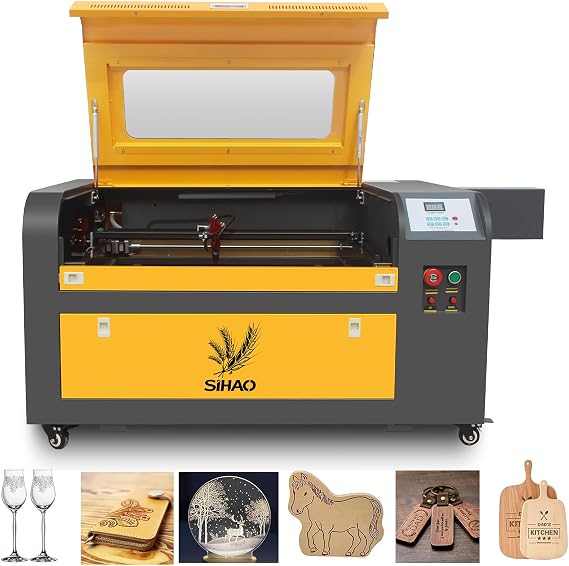 60W CO2 Laser Engraver, Lightburn Compatible 24x16 Inch Laser Engraving Machine with 2 Way Pass Air Assist for Wood Acrylic Glass More