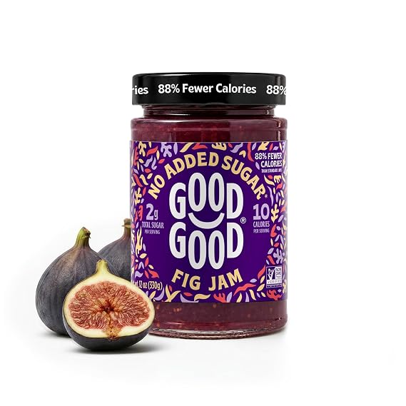 GOOD GOOD Fig Jam - No Added Sugar - Low Calorie - Gluten Free and Vegan - Diabetic and Keto Friendly - 12oz / 330g (Pack of 1)