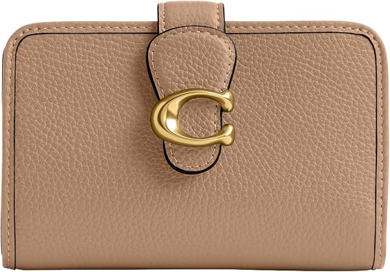 Coach Women's Polished Pebble Leather Tabby Medium Wallet, Taupe, One Size